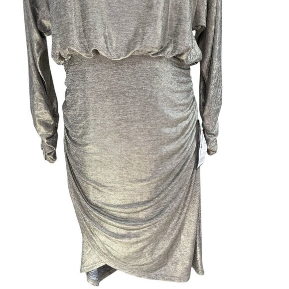 Vince Camuto Metallic Silk Dress Size 12 Ruched Open Back Cocktail Party Glam - Picture 6 of 13